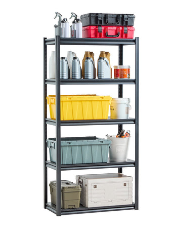 Heavy Duty 5-Tier Metal Shelving, 2000 lb, Black