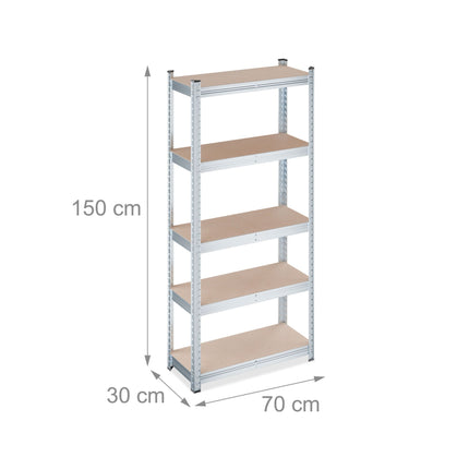 Heavy Duty 5-Tier Shelving Unit, 150x70x30 cm