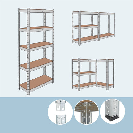 Heavy-Duty 5-Tier Steel Shelving Unit, 875 kg Capacity