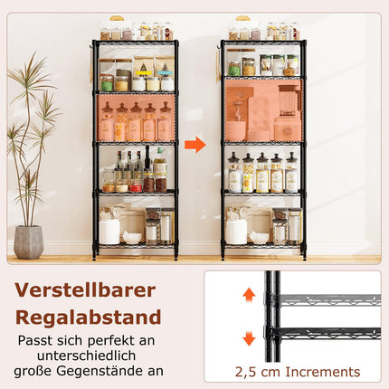 Heavy-Duty Adjustable Metal Storage Shelf, 5-Tier, Black