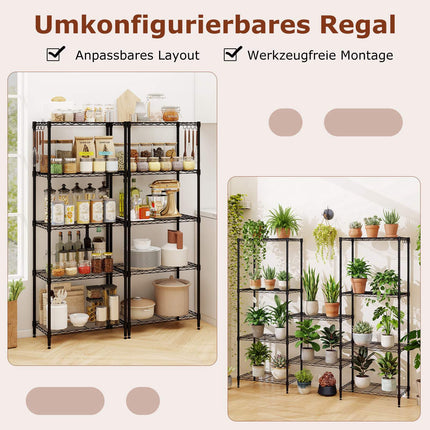 Heavy-Duty Adjustable Metal Storage Shelf, 5-Tier, Black