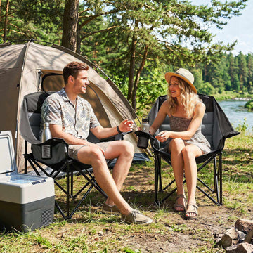 Heavy Duty Black Camping Chair with Padded Seat & Cup Holder