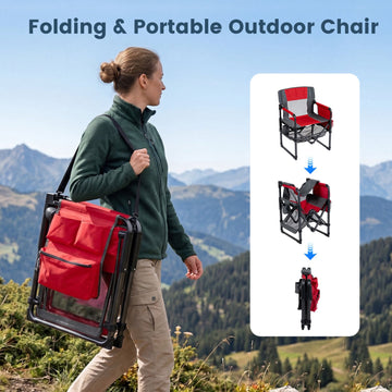 Heavy Duty Camping Chair with Cup Holder and Side Pocket
