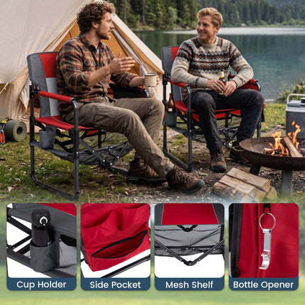 Heavy Duty Camping Chair with Cup Holder and Side Pocket