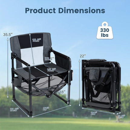 Heavy Duty Camping Chair with Cup Holder and Side Pocket