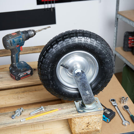Heavy-Duty Castor Set with Pneumatic Tyres, 2 Fixed + 2 Swivel