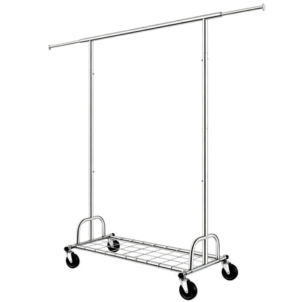 Heavy-Duty Chrome Clothes Rack with Wheels and Shelf