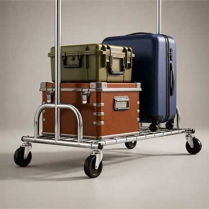 Heavy-Duty Chrome Clothes Rack with Wheels and Shelf