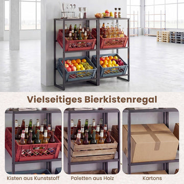 Heavy-Duty Metal Beer Storage Rack, 3-Tier, Adjustable Shelves