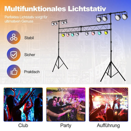 Heavy Duty Metal DJ Light Stand with Adjustable Height Retractable T-Bar Tripod Stands Black