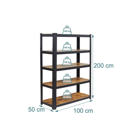 Heavy-Duty Metal Shelving Unit, 500 kg Capacity