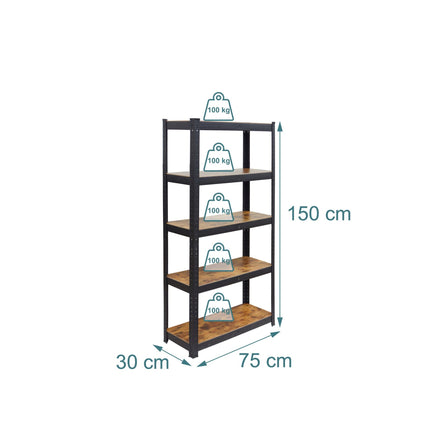 Heavy-Duty Metal Shelving Unit, 500 kg Capacity