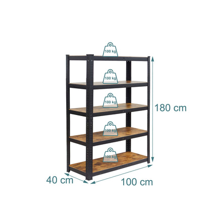 Heavy-Duty Metal Shelving Unit, 500 kg Capacity