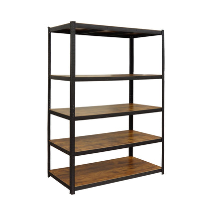 Heavy-Duty Metal Shelving Unit, 5 Wood-Effect Shelves