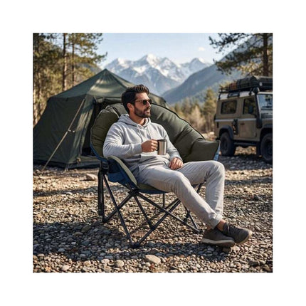 Heavy-Duty Padded Folding Camping Chair 227 kg, Green, Carry Bag