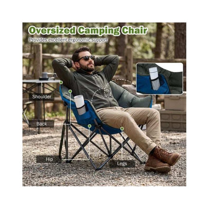 Heavy-Duty Padded Folding Camping Chair 227 kg, Green, Carry Bag