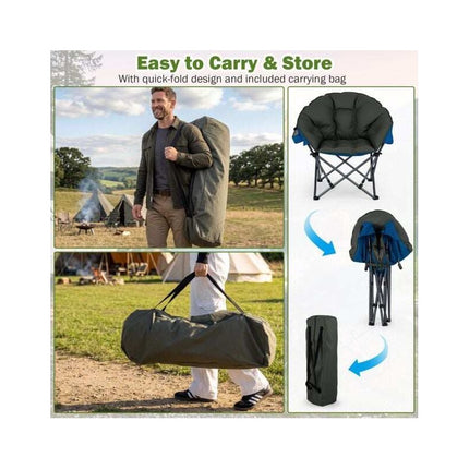 Heavy-Duty Padded Folding Camping Chair 227 kg, Green, Carry Bag