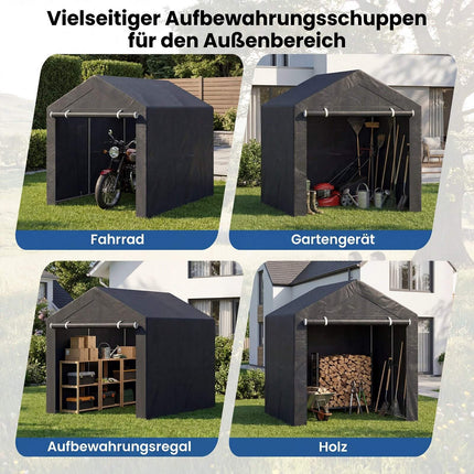 Heavy-Duty Portable Storage Shed, Dark Gray, 7.2 x 5.2 x 5.7 ft