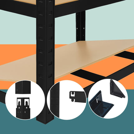 Heavy-Duty Shelving Unit with Workbench