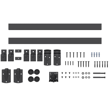 Heavy-Duty Sliding Door Hardware Set, 244 cm Black Steel