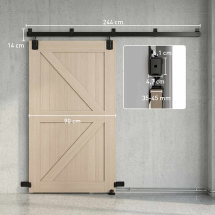 Heavy-Duty Sliding Door Hardware Set, 244 cm Black Steel