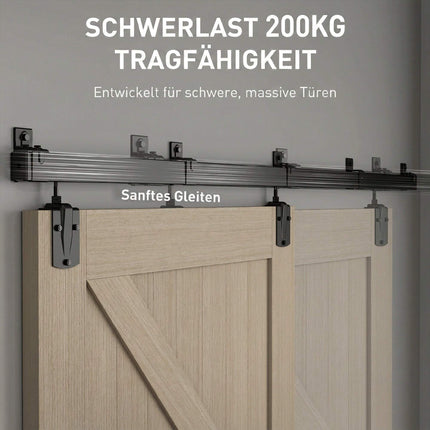 Heavy-Duty Sliding Door Hardware Set, 244 cm Black Steel