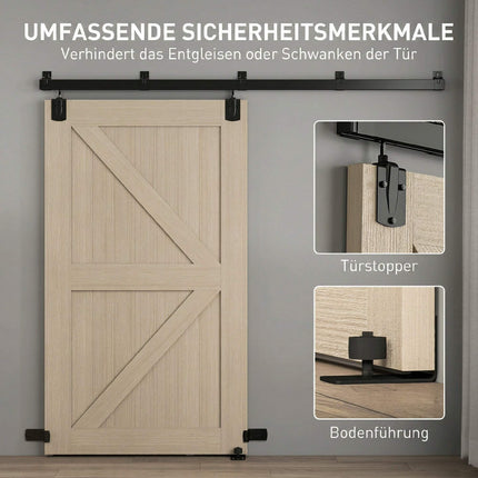 Heavy-Duty Sliding Door Hardware Set, 244 cm Black Steel
