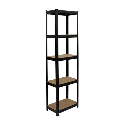 Heavy-Duty Steel Rack, 5 Adjustable Shelves, Black