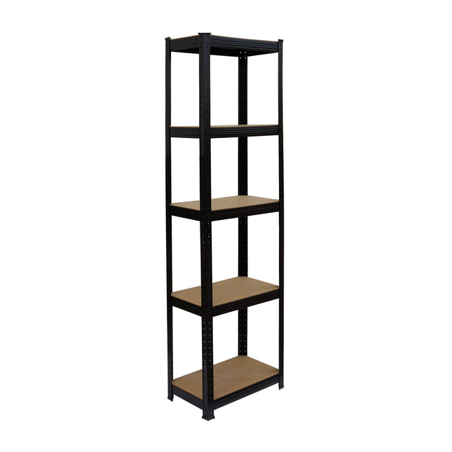 Heavy-Duty Steel Rack, 5 Adjustable Shelves, Black