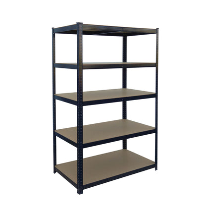 Heavy-Duty Steel Rack, 5 Adjustable Shelves, Black