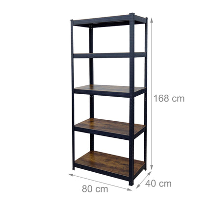 Heavy-Duty Steel Shelving Unit, 168x80x40 cm, 5 Shelves