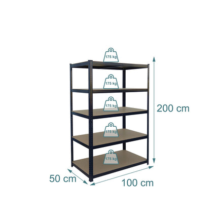 Heavy-Duty Steel Shelving Unit, 5 Adjustable Shelves
