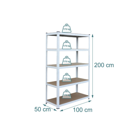 Heavy-Duty Steel Shelving Unit, 5 Adjustable Tiers