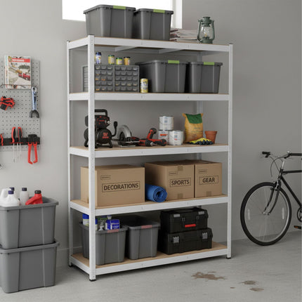 Heavy-Duty Steel Shelving Unit, 5 Adjustable Tiers
