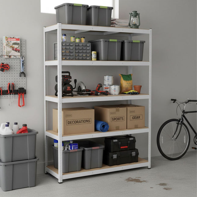 Heavy-Duty Steel Shelving Unit, 5 Adjustable Tiers