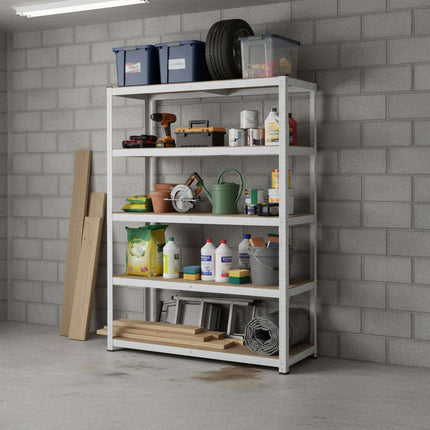 Heavy-Duty Steel Shelving Unit, 5 Adjustable Tiers