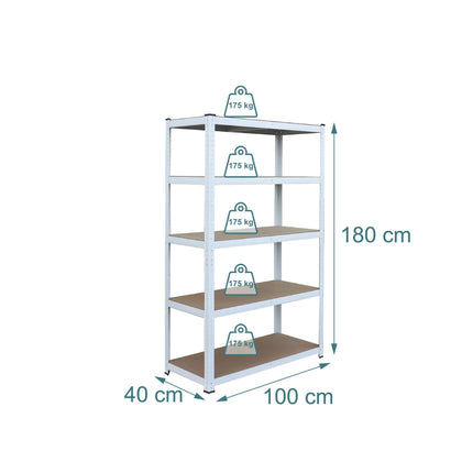 Heavy-Duty Steel Shelving Unit, 5 Adjustable Tiers