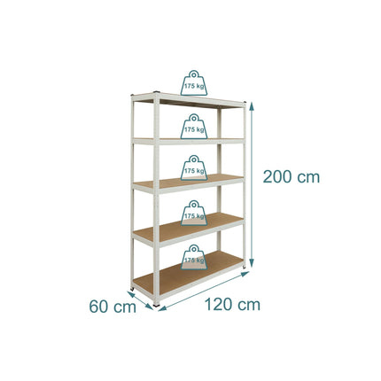 Heavy-Duty Steel Shelving Unit, 5 Adjustable Tiers