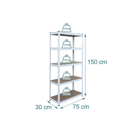 Heavy-Duty Steel Shelving Unit, 5 Adjustable Tiers
