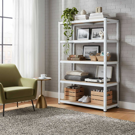 Heavy-Duty Steel Shelving Unit, 5 Adjustable Tiers