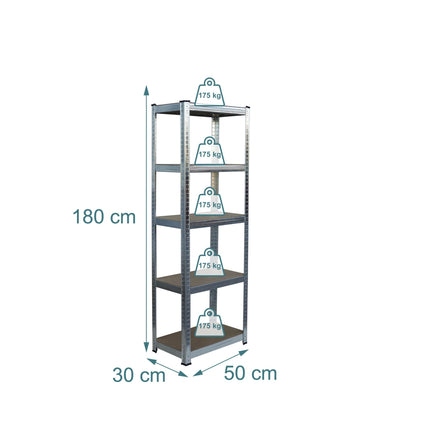 Heavy-Duty Steel Shelving Unit, 5 Tiers, 875 kg Capacity
