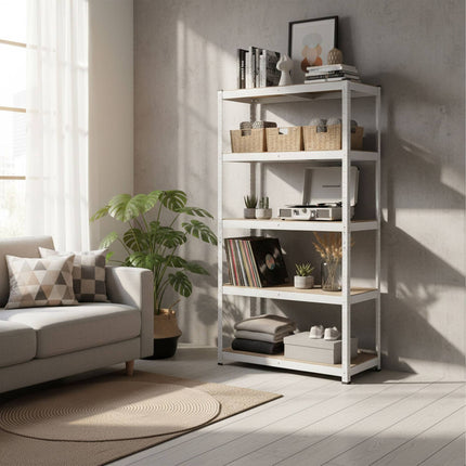 Heavy-Duty Steel Storage Rack, 5 Adjustable Shelves
