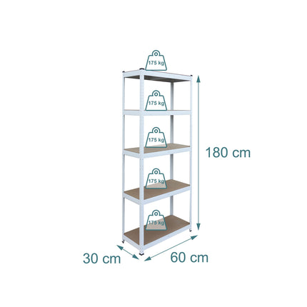 Heavy-Duty Steel Storage Rack, 5 Adjustable Shelves