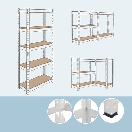 Heavy-Duty Steel Storage Rack, 5 Adjustable Shelves