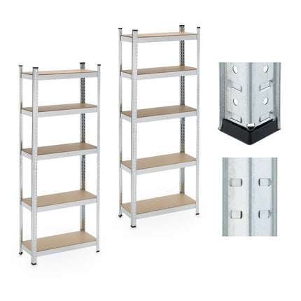 Heavy-Duty Steel Storage Racks, Set of 2, Adjustable Shelves