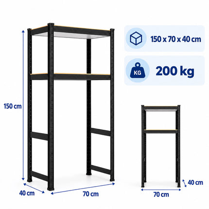Heavy-Duty Washing Machine Shelf, Steel and MDF – Black, 200 kg per Shelf