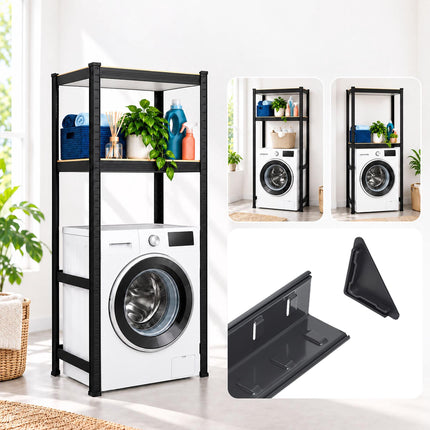 Heavy-Duty Washing Machine Shelf, Steel and MDF – Black, 200 kg per Shelf