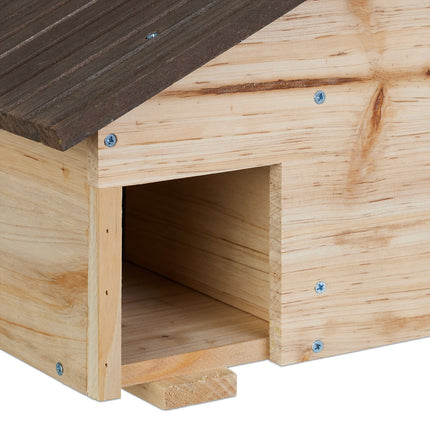 Hedgehog Shelter with Sloping Roof, Pine Wood