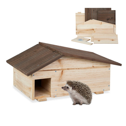 Hedgehog Shelter with Sloping Roof, Pine Wood