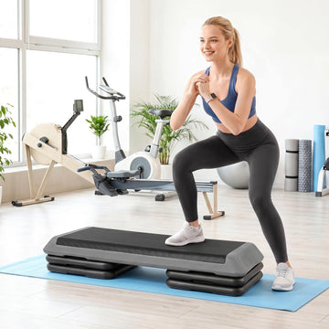 Height Adjustable Aerobic Stepper, Non-Slip, Grey